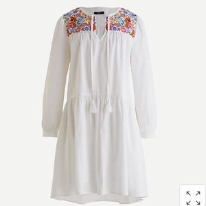 Cotton Poplin Tunic Dress With Embroidery J.Crew